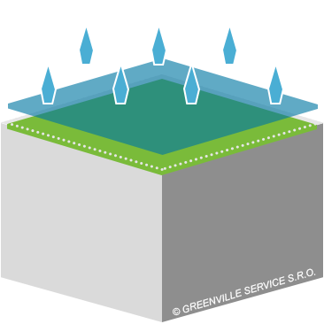výhody zelené střechy - zadržení vody retence